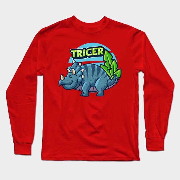 Cute Tricer Long Sleeve T-Shirt by Harrisaputra